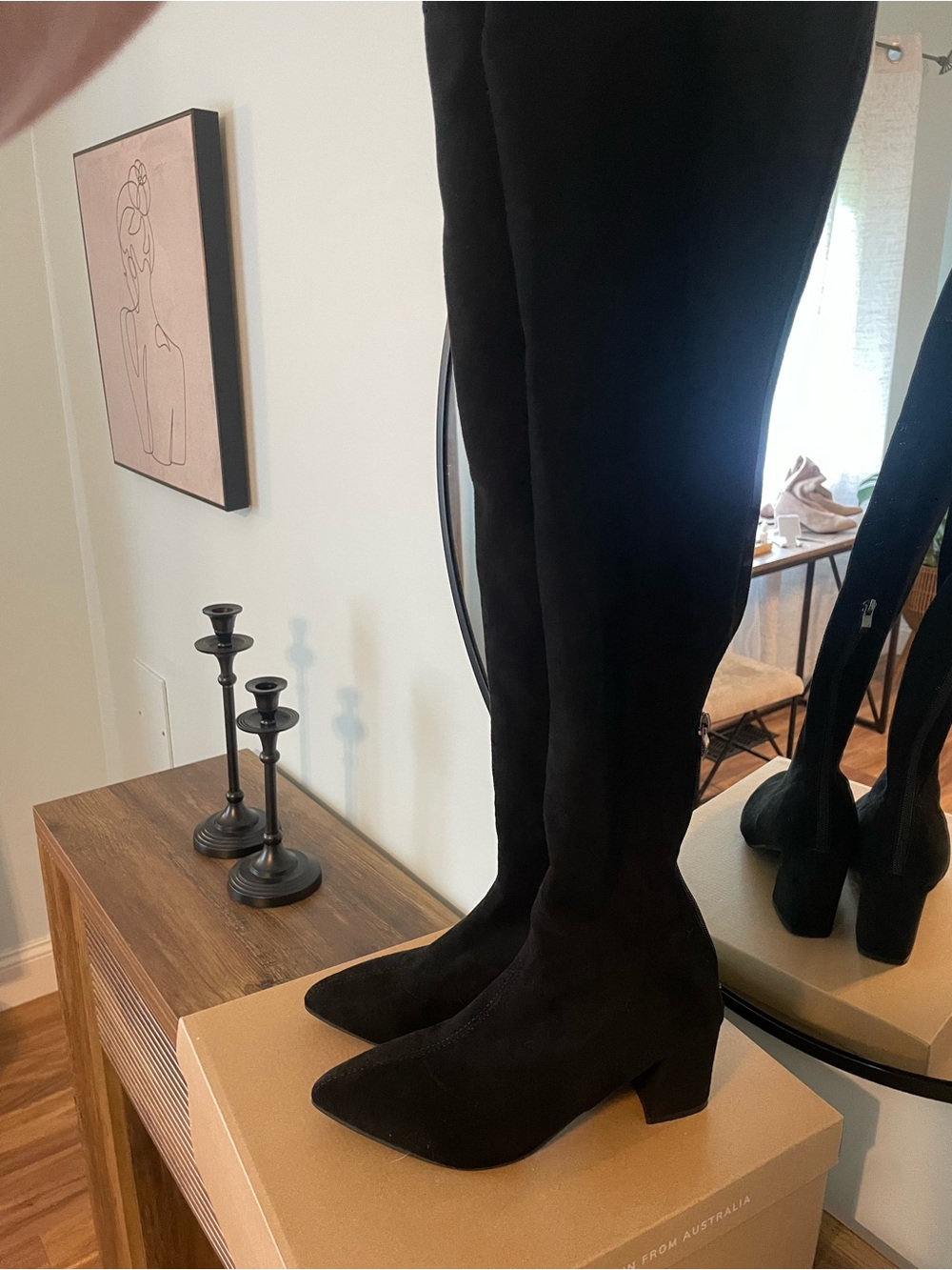 Black Over-the-Knee Block Heel Boots - Women